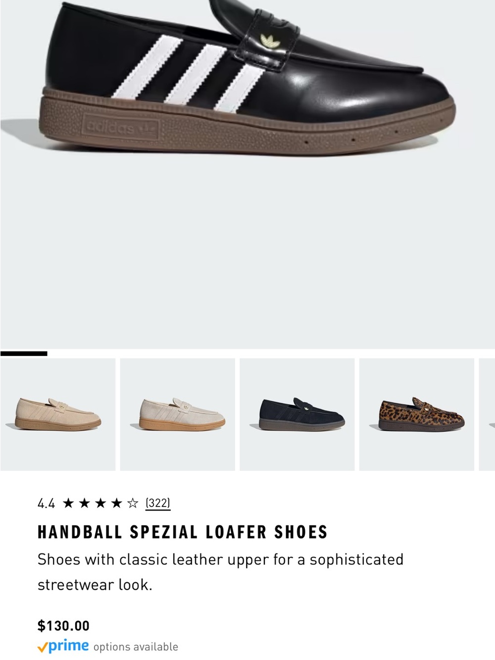 adidas Black White Brown Handball Spezial Slip-On Loafers